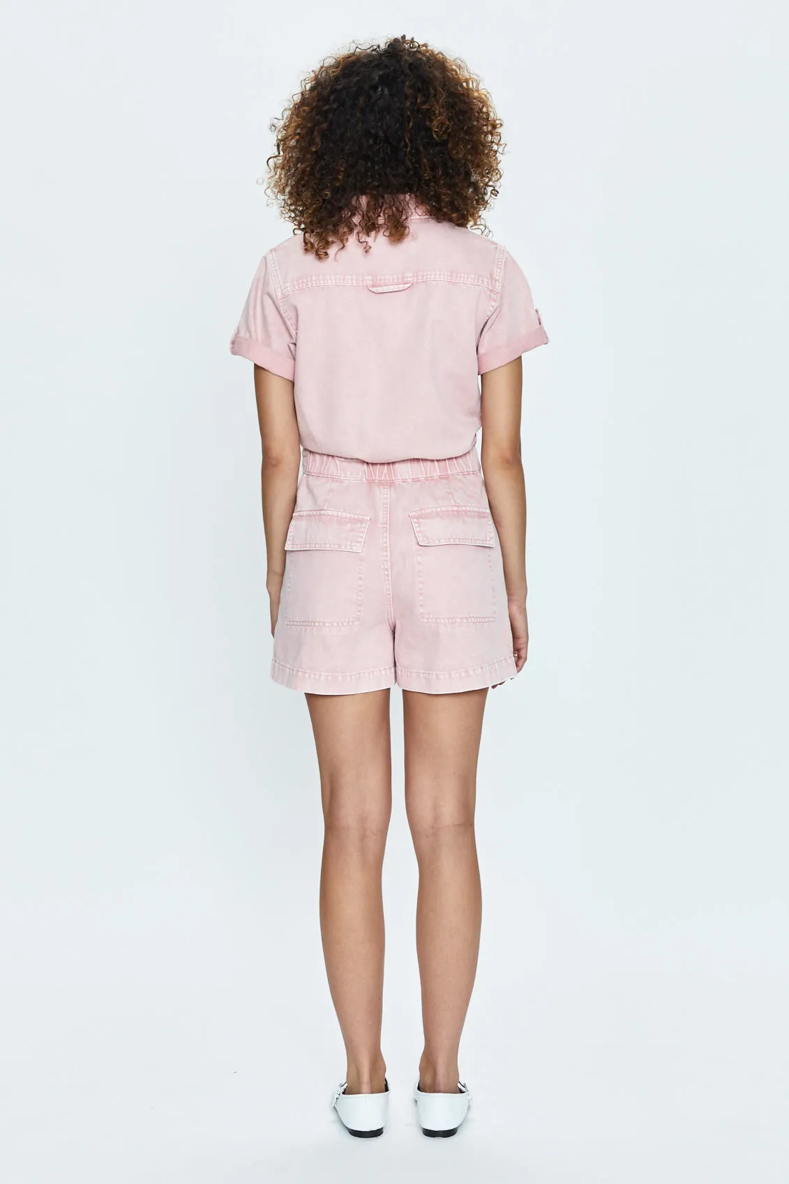 Pistola Campbell Short Sleeve Romper in Rose Quartz