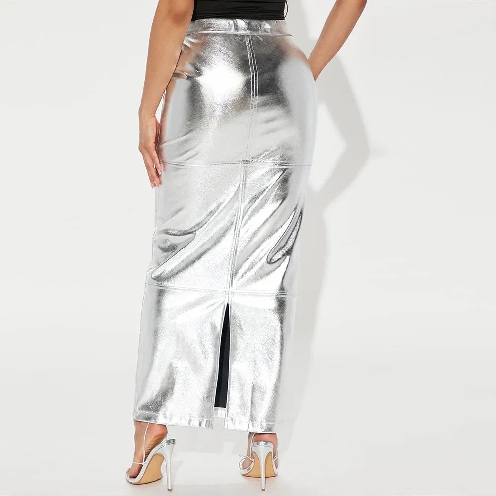 Platinum Stretch Pencil Skirt