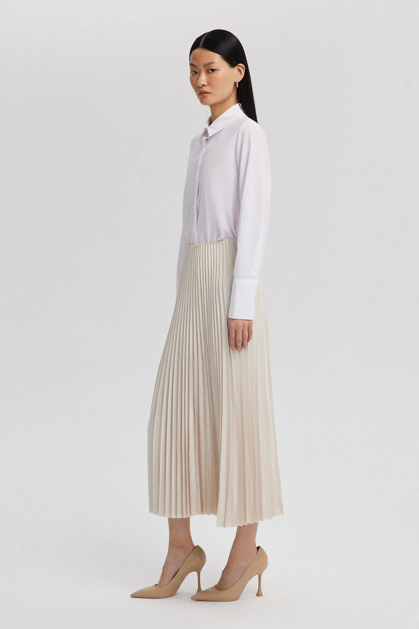 PLEATED SATIN SKIRT