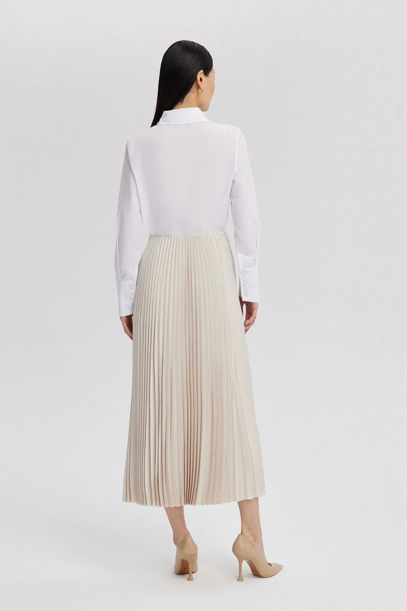 PLEATED SATIN SKIRT