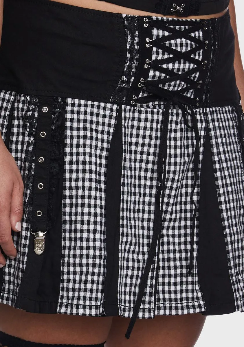 Plus Black And White Pleated Garter Skirt