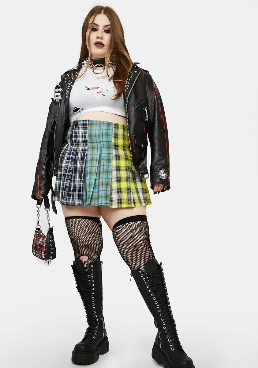 Plus Cursed Omens Plaid Skirt