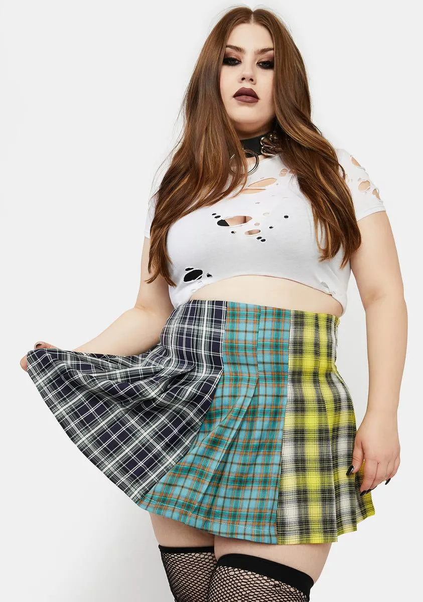 Plus Cursed Omens Plaid Skirt