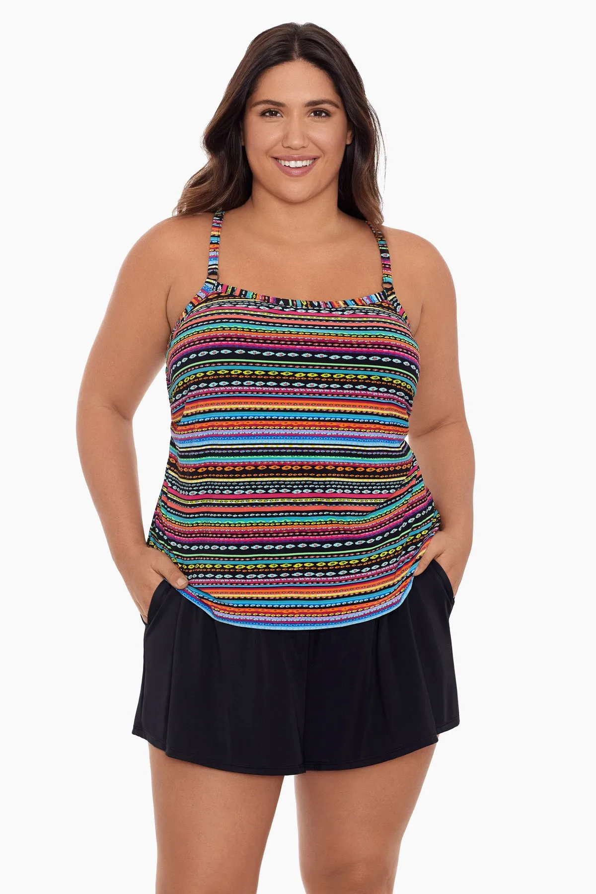 Plus Size Farrah Striped Romper One Piece Swimsuit Mad Dash