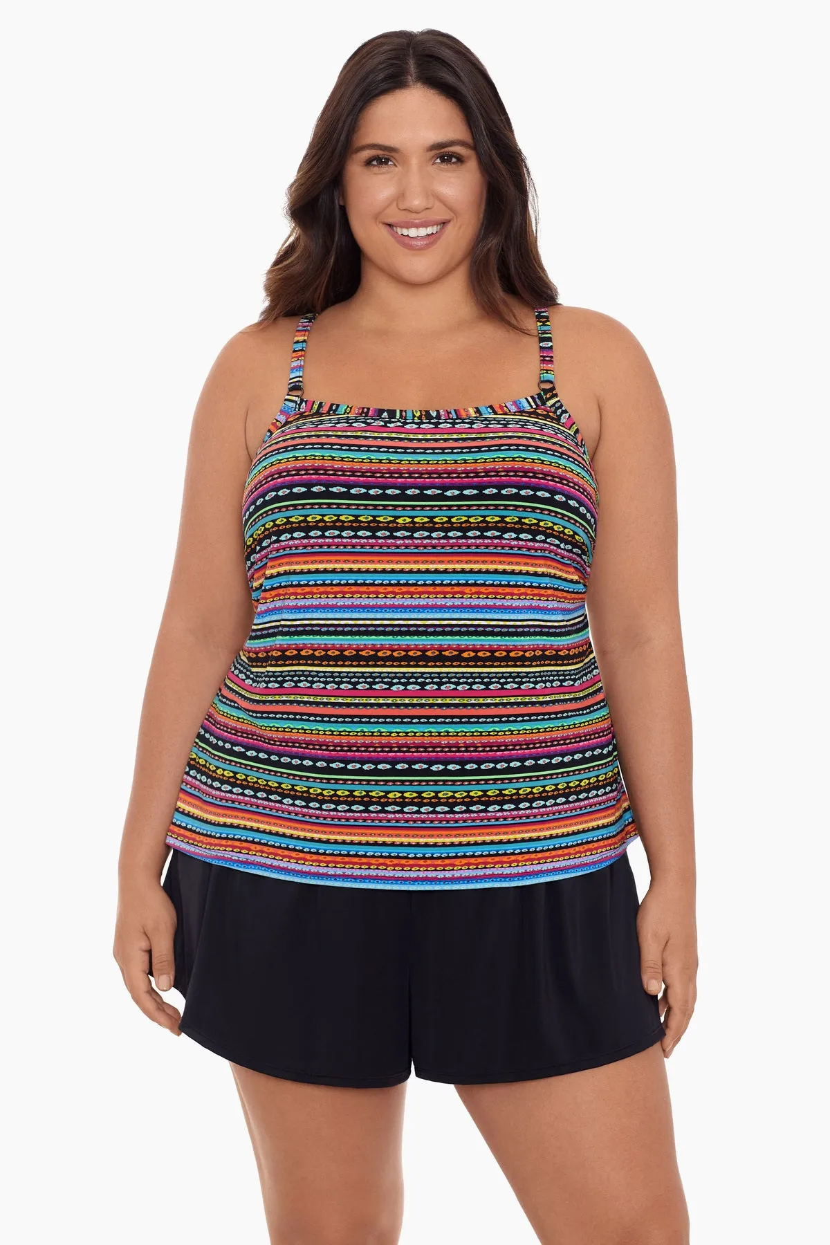 Plus Size Farrah Striped Romper One Piece Swimsuit Mad Dash