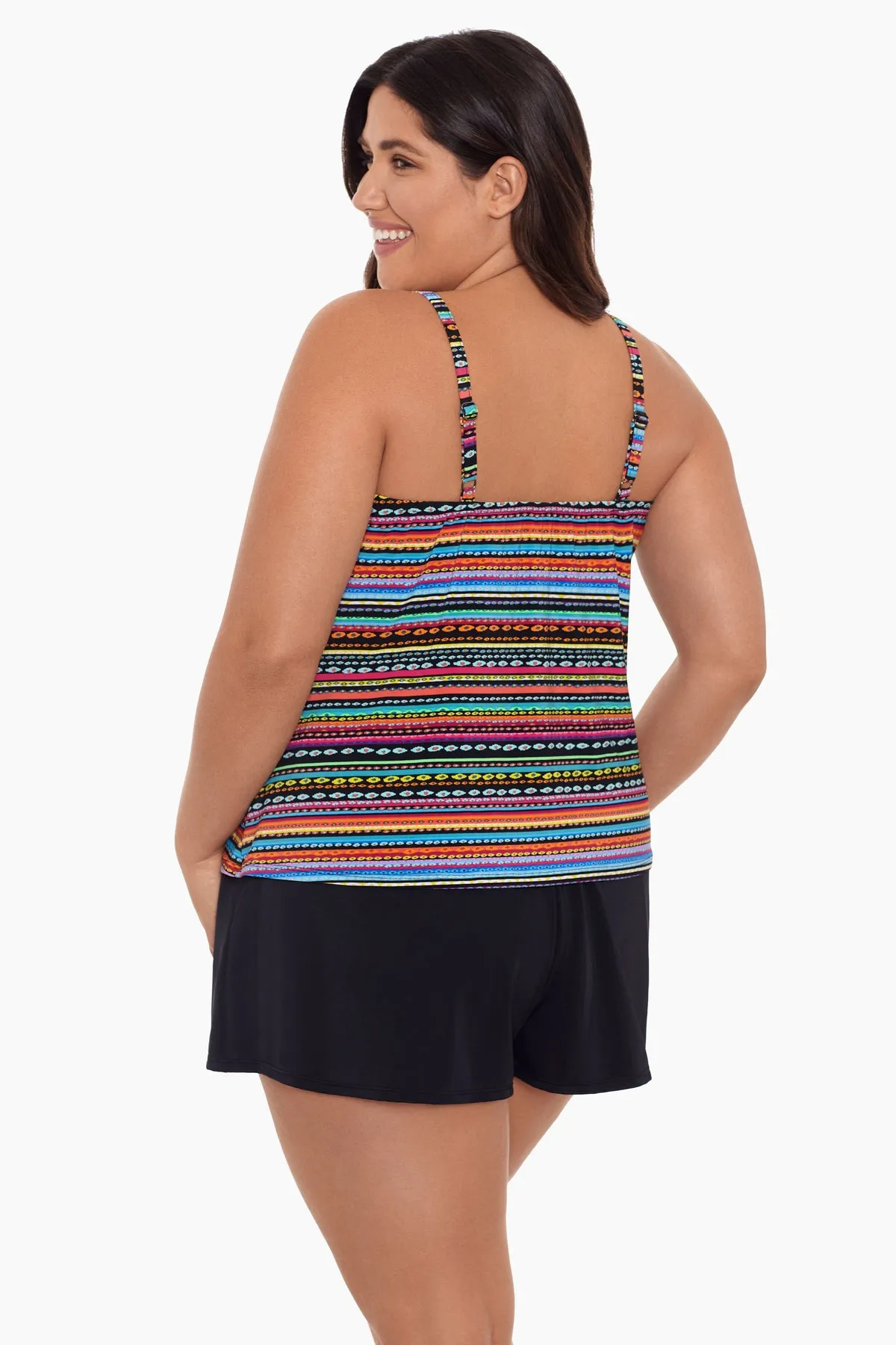 Plus Size Farrah Striped Romper One Piece Swimsuit Mad Dash