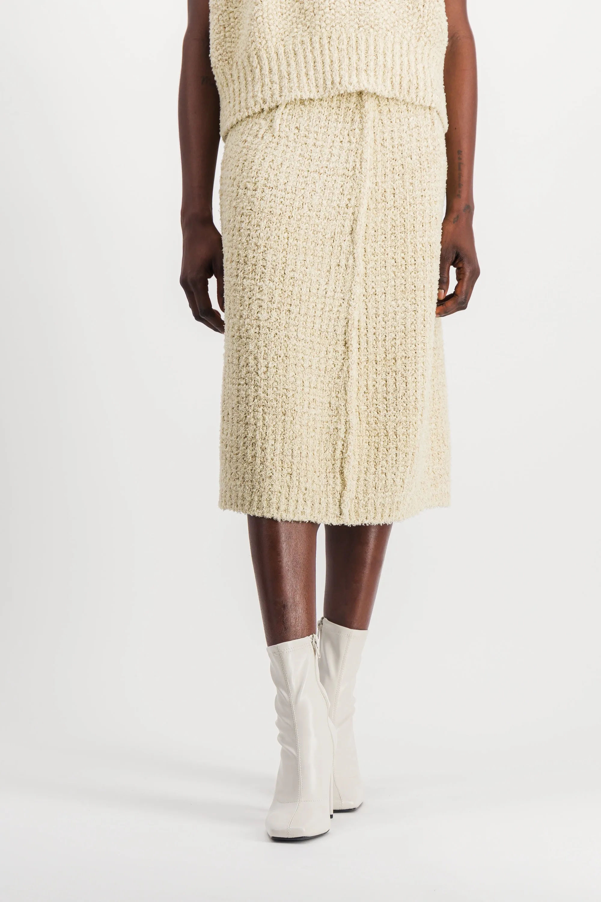 Potato bag bouclé midi pencil skirt