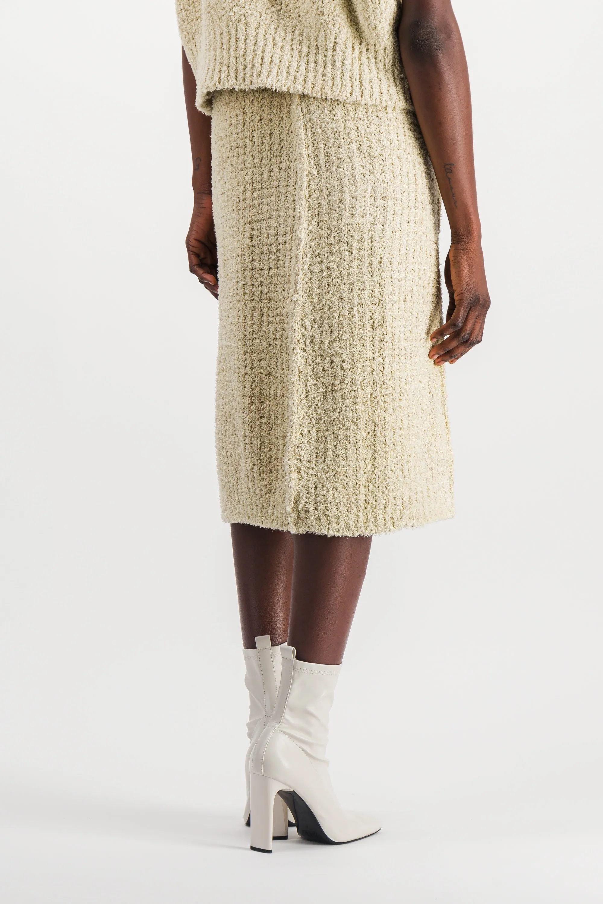 Potato bag bouclé midi pencil skirt