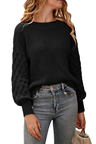 PRETTYGARDEN Women's 2023 Winter Pullover Sweater Casual Long Sleeve Crewneck Loose Chunky Knit Jumper Tops Blouse