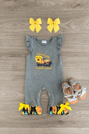 "Always Stay Humble & Kind" Gray Romper