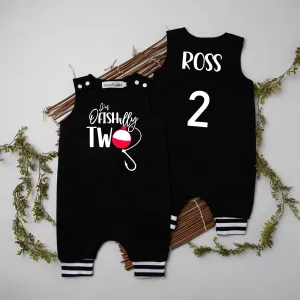 "Ofishally Two" 2nd Birthday Personalized Romper with Striped Cuff