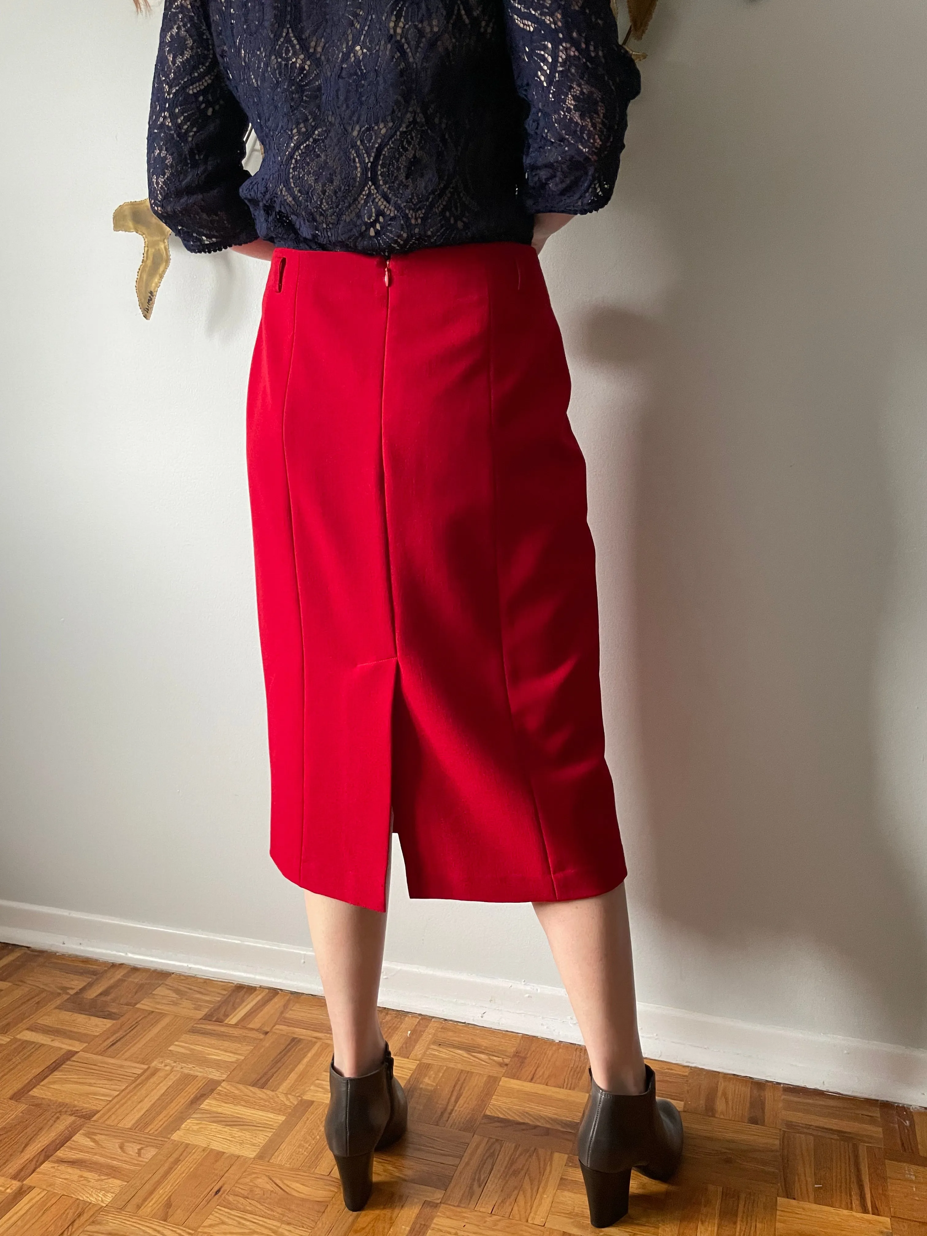 Rafaella Red Mid Length Pencil Skirt - Size 8