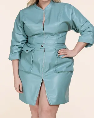 ***RE-STOCK*** Steele Blue Vegan Leather Two Piece (Curvy)