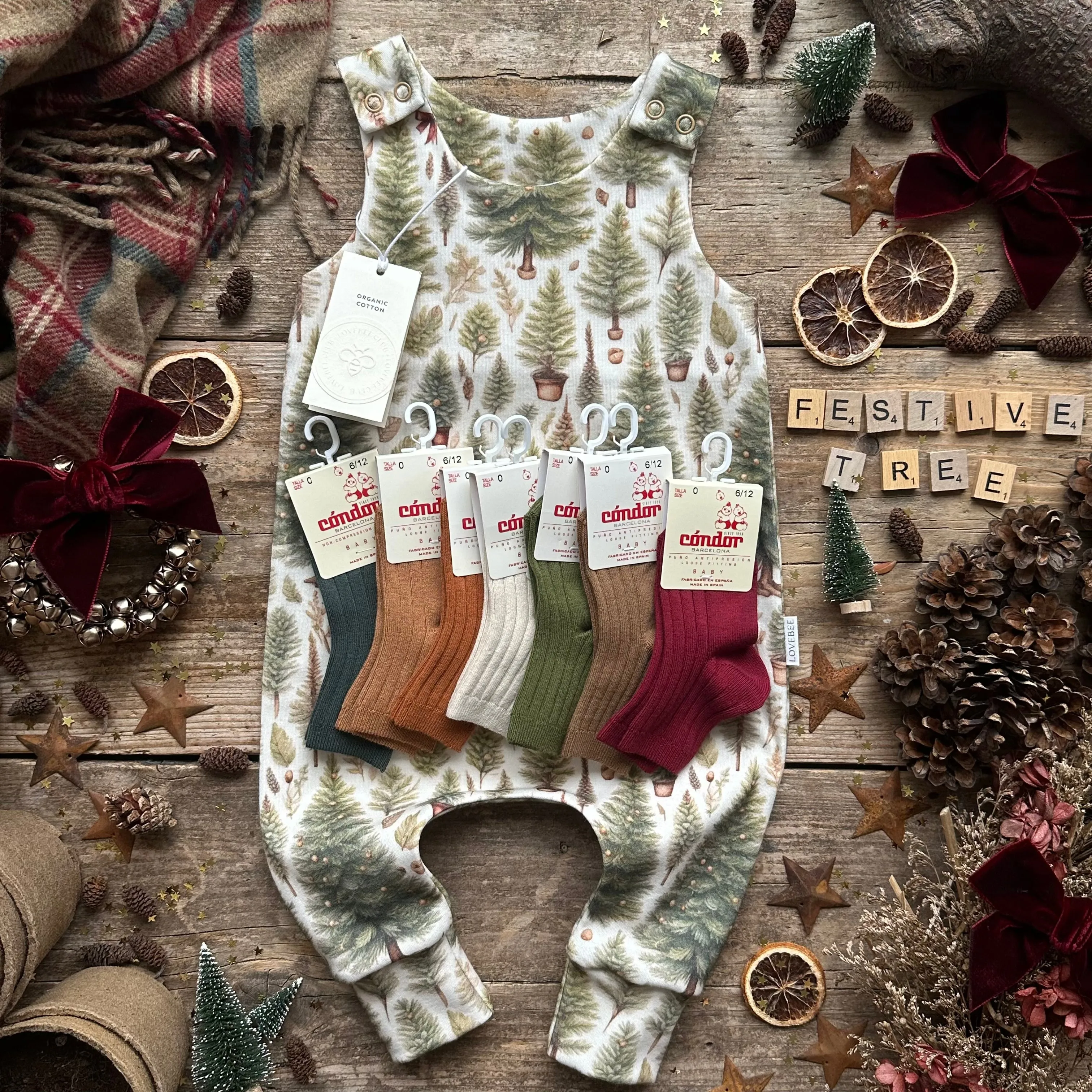 Ribbon Christmas Tree Long Romper