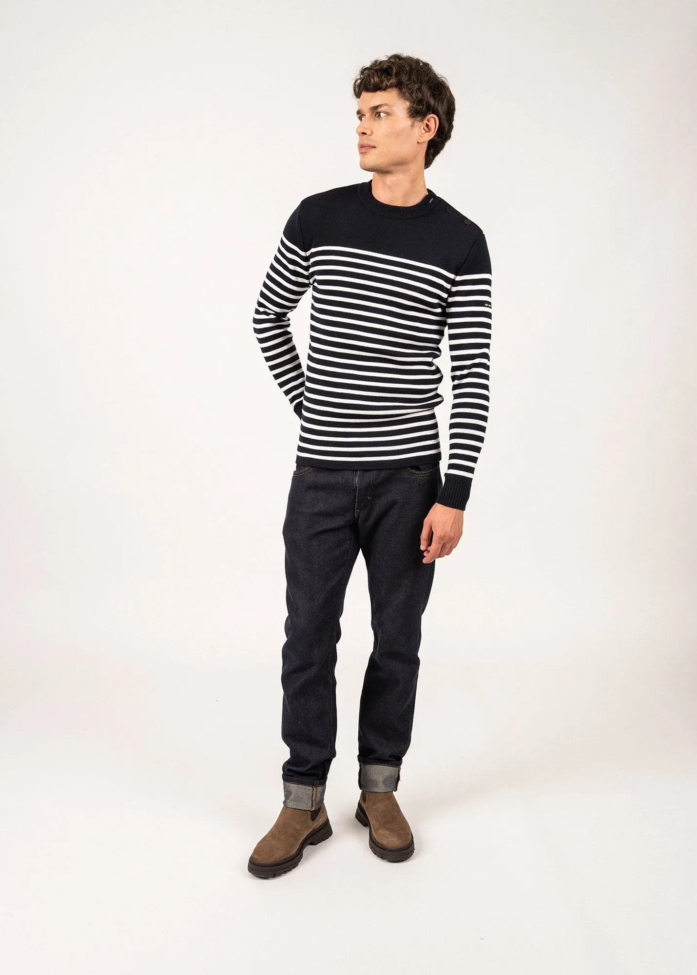 Rochefort striped sailor jumper - slim fit, in merino wool (NAVY/ECUME)