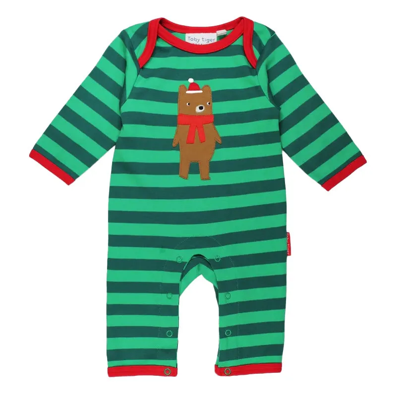 Romper- Christmas bear appliqué