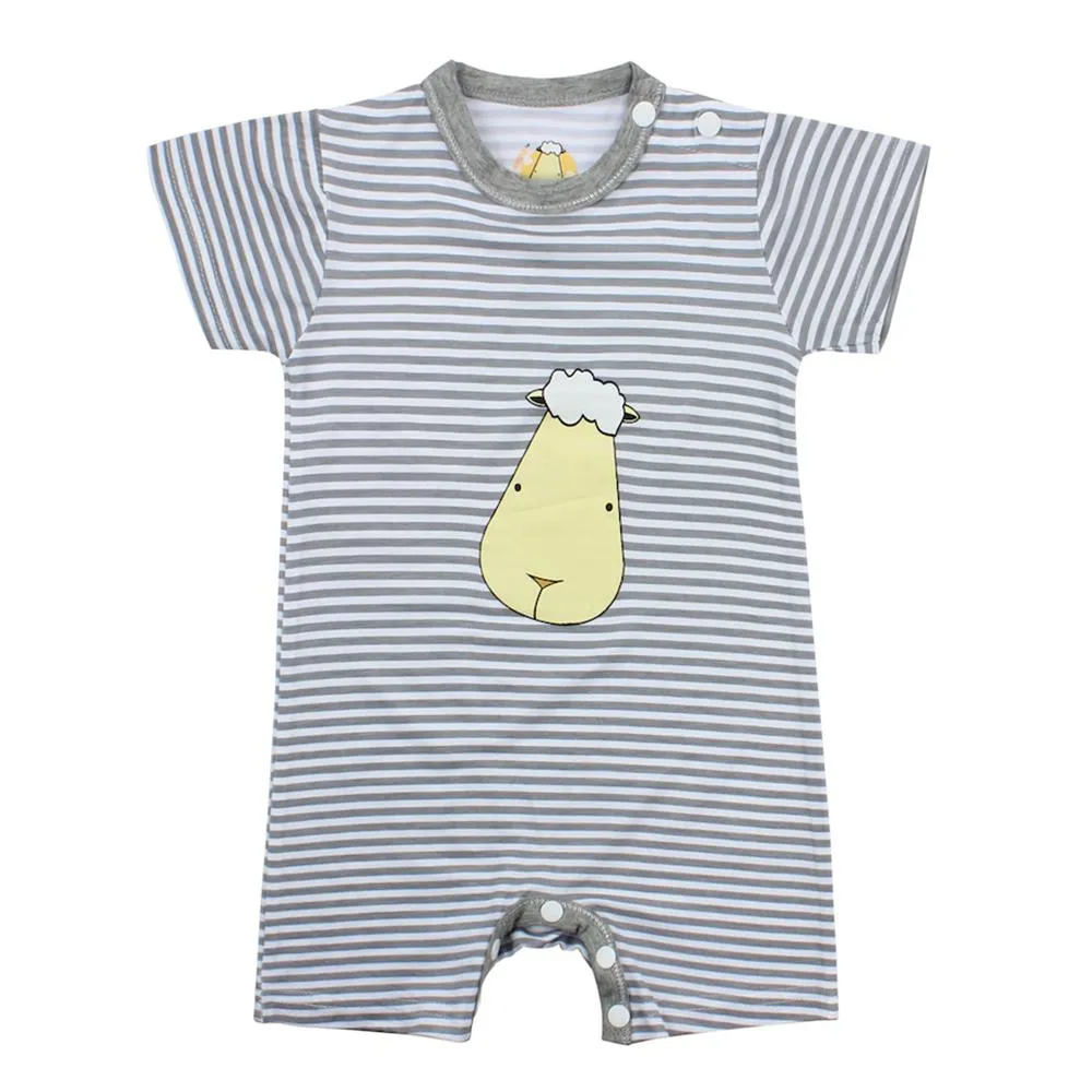 Romper Short Sleeve Big Face with Grey Stripe