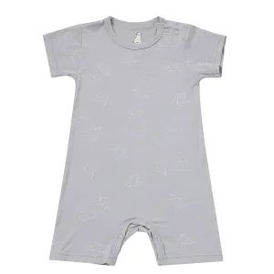 Romper Short Sleeve Cute Big Star & Head Grey