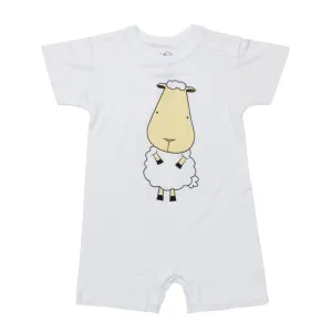 Romper Short Sleeve White Front & Back Sheep