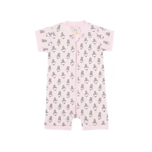 Romper Short Sleeve Zip Small Sheepz Pink