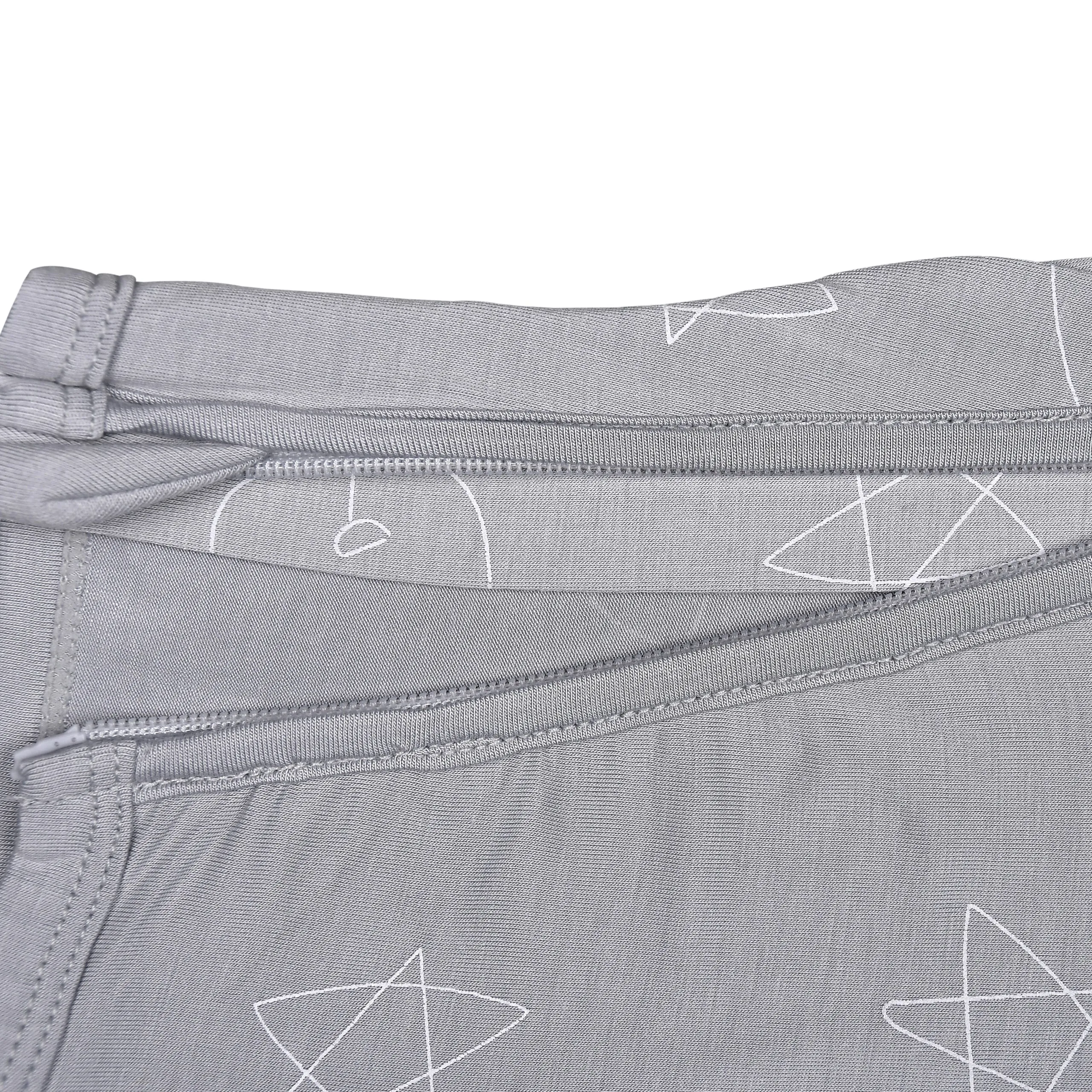 Romper Zip Cute Big Star & Head Grey