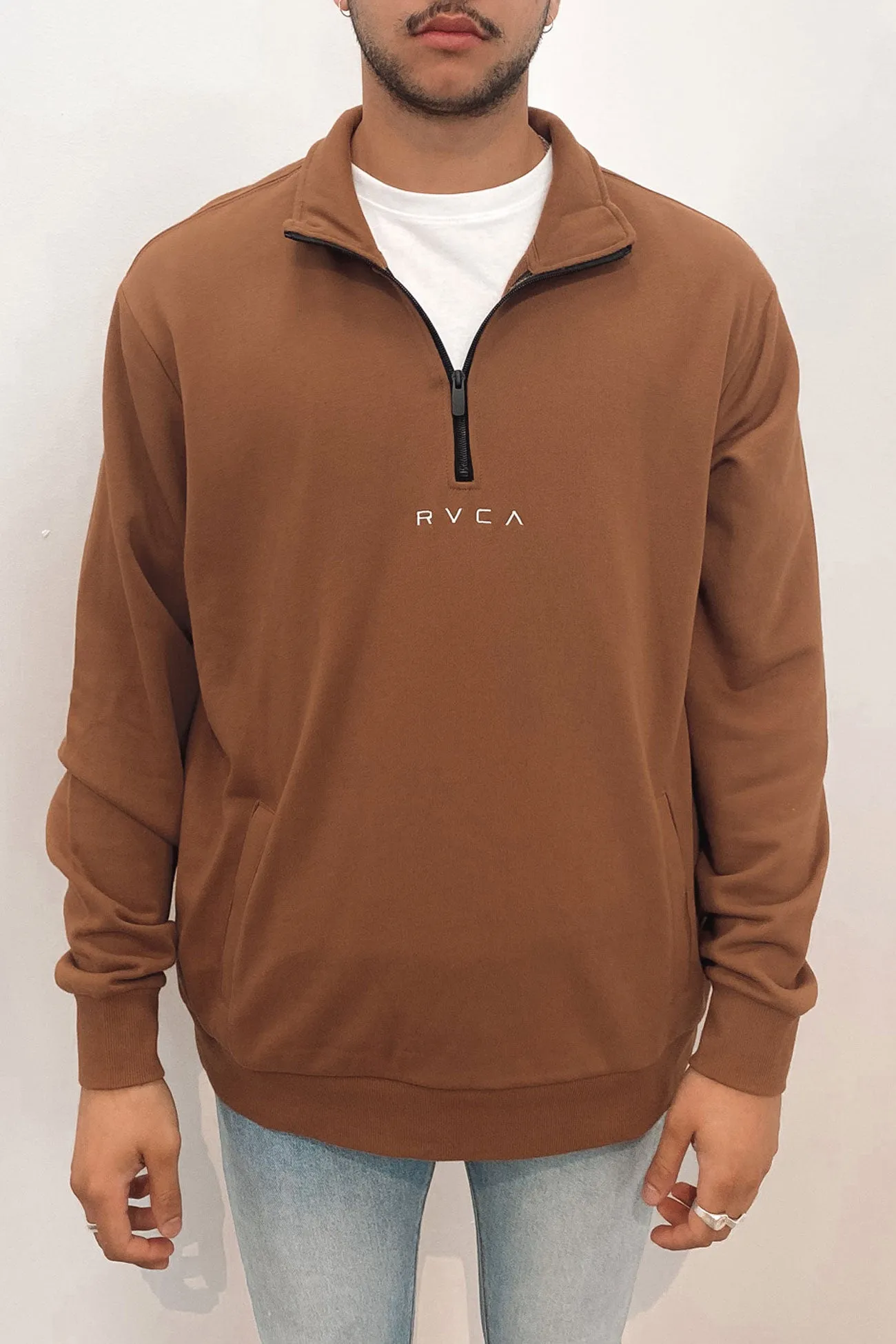 RVCA Corp Half Zip Crew Copper