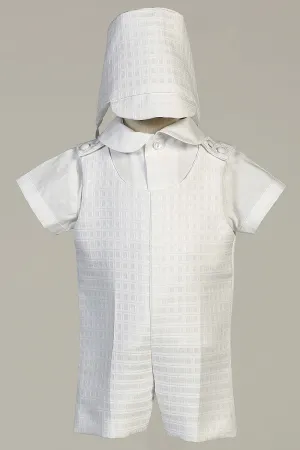 SALE COLE White Plaid Christening Romper (sizes 0-18m)