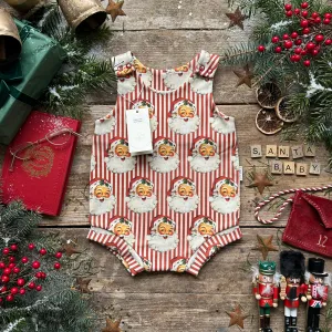 Santa Stripe Bloomer Romper | Ready To Post