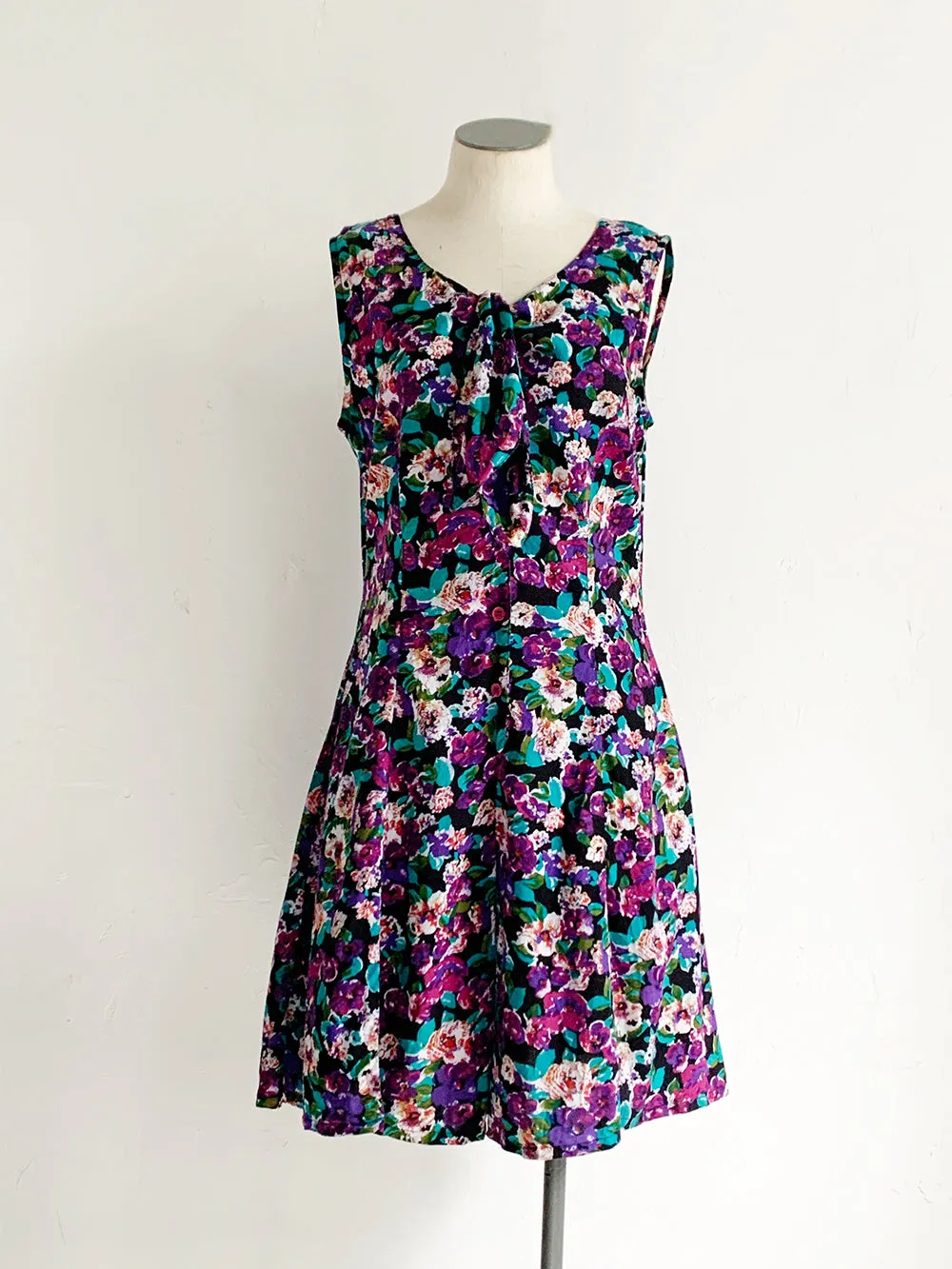 SCA Purple Floral Sleeveless Rayon Romper