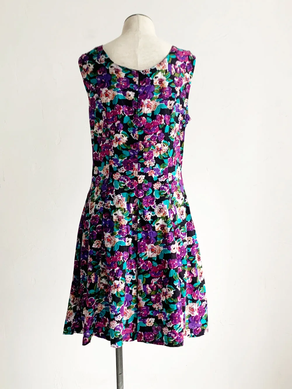 SCA Purple Floral Sleeveless Rayon Romper