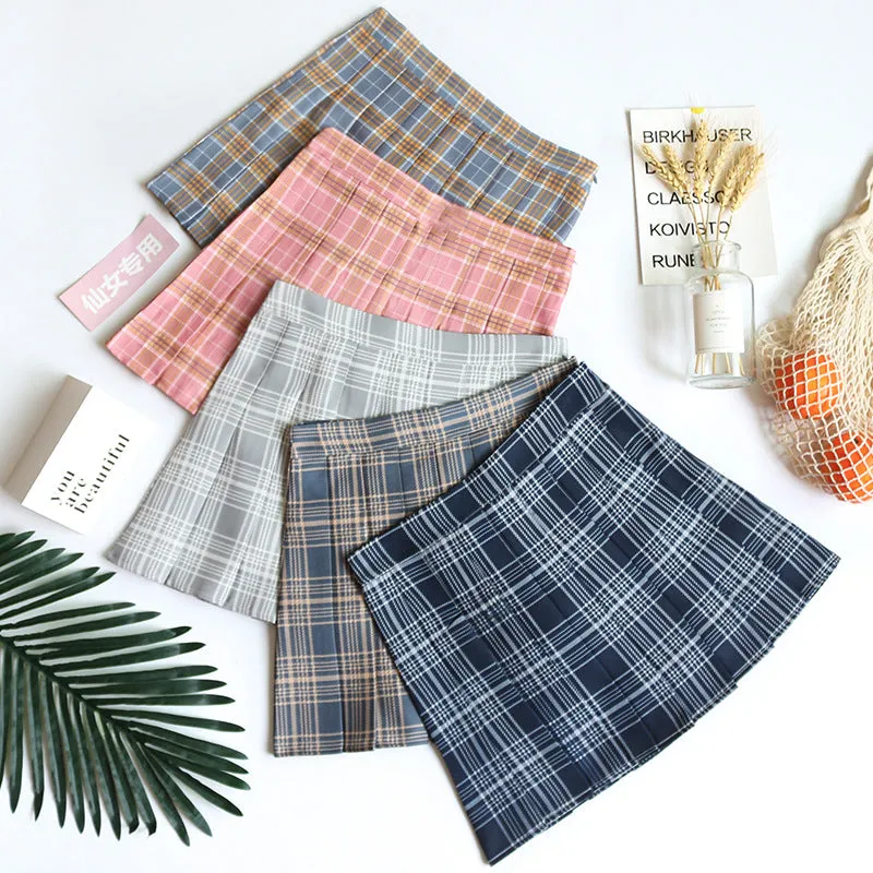 School Girl Pleated Plaid Skirt