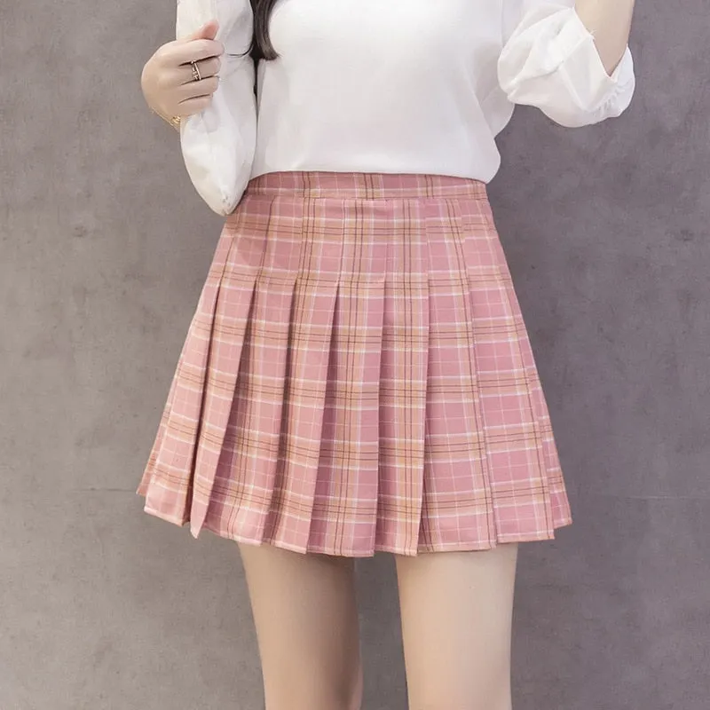 School Girl Pleated Plaid Skirt