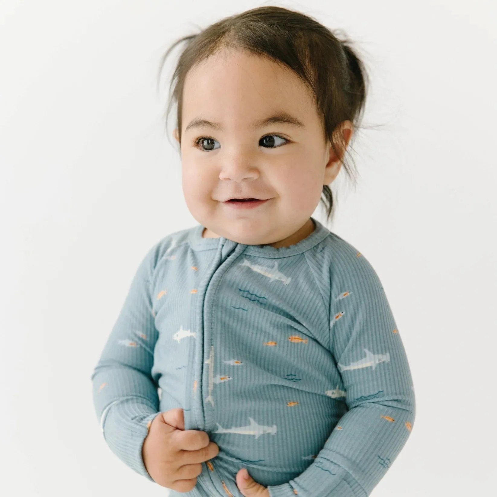 Sharks Small Ribbed Zip Romper