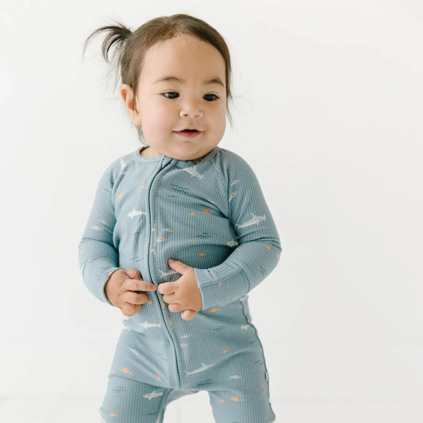 Sharks Small Ribbed Zip Romper