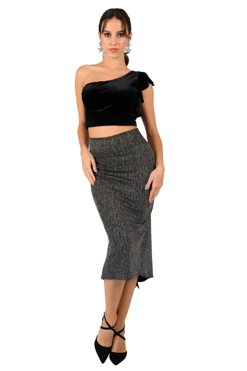 Shimmering Tango Skirt With Back Slit