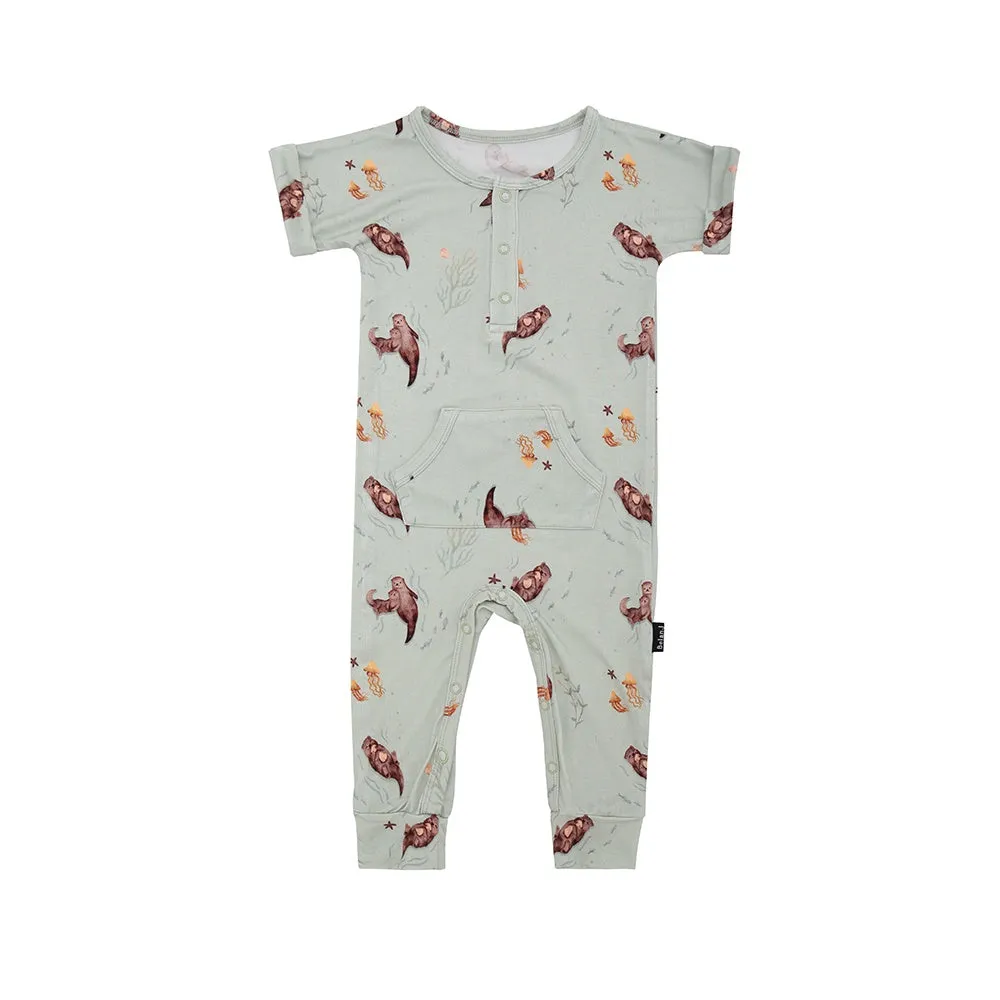 Short Sleeve Pocket Romper - Otters