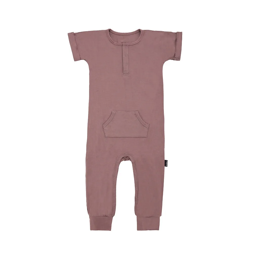 Short Sleeve Pocket Romper - Twilight Mauve