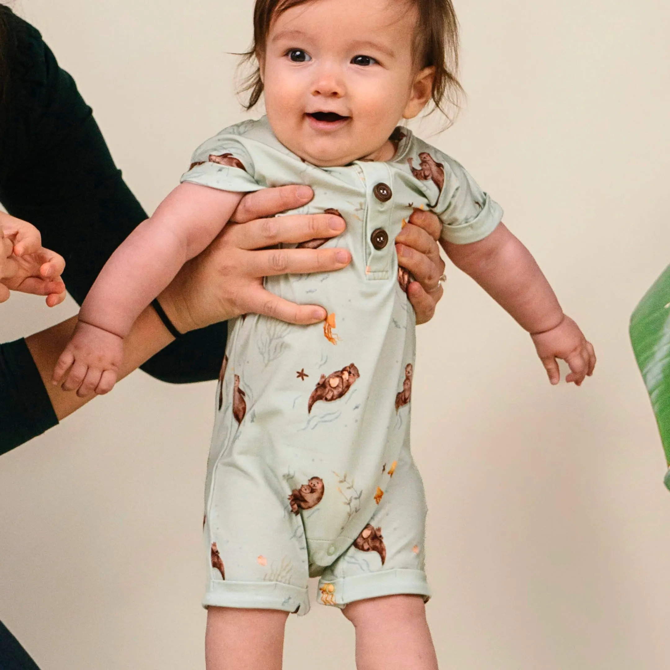 Short Sleeve Shortall Romper - Otters