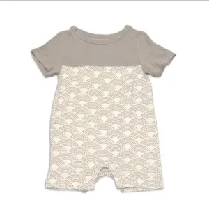 Silkberry Baby Bamboo Short Sleeve Romper (Wobbly Wave Print)