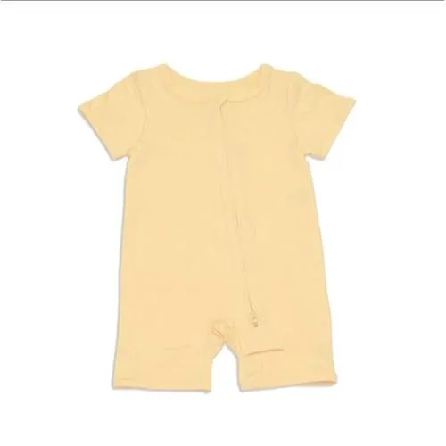 Silkberry Baby Organic Cotton Short Sleeve Zippy Romper (Butter Pecan)