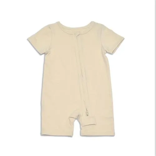 Silkberry Baby Organic Cotton Short Sleeve Zippy Romper (Sand Dollar)