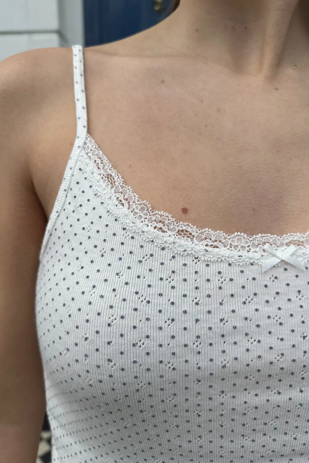 Skylar Polka Dot Eyelet Lace Tank