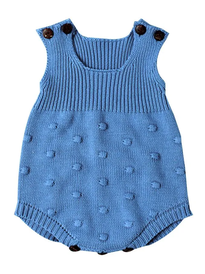 Sleeveless Knitted Wear Buttoned Baby Romper