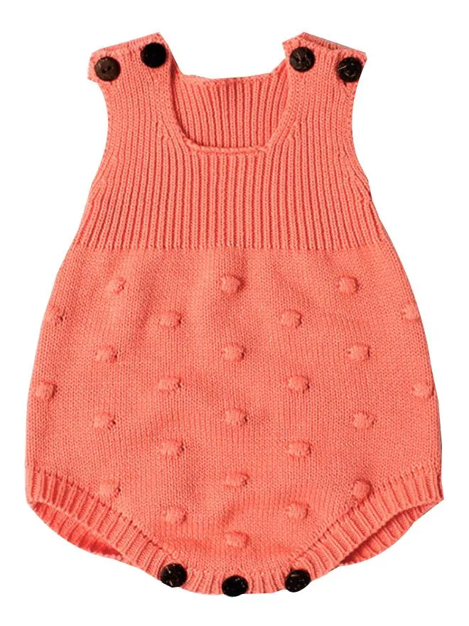 Sleeveless Knitted Wear Buttoned Baby Romper