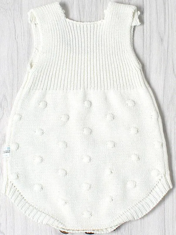 Sleeveless Knitted Wear Buttoned Baby Romper