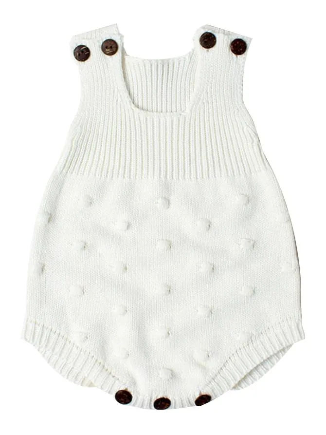 Sleeveless Knitted Wear Buttoned Baby Romper