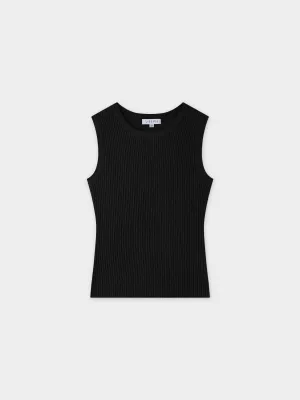 Sleeveless Ribbed Crew-Black