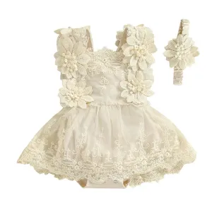 Sleeveless Vintage Lace Baby Romper