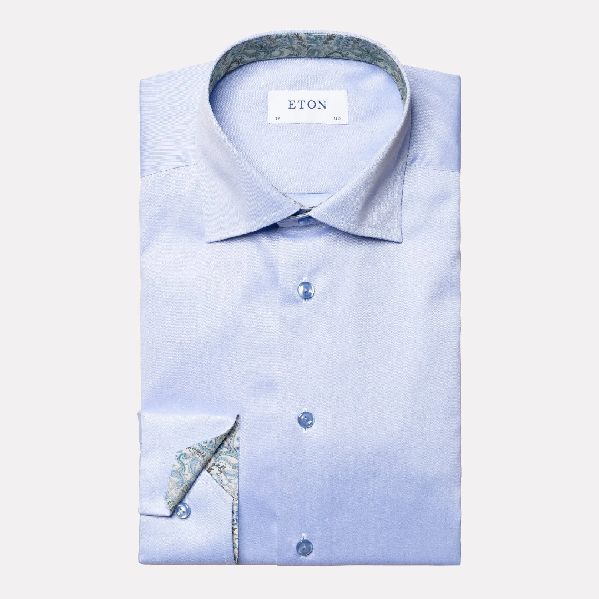 Slim Fit Signature Twill with Contrast Paisley Details / Light Blue