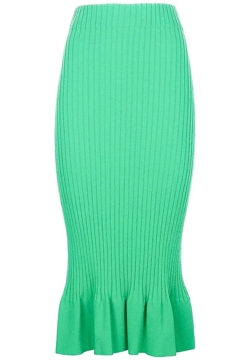 Slim Ribbed Knit Pencil Skirt